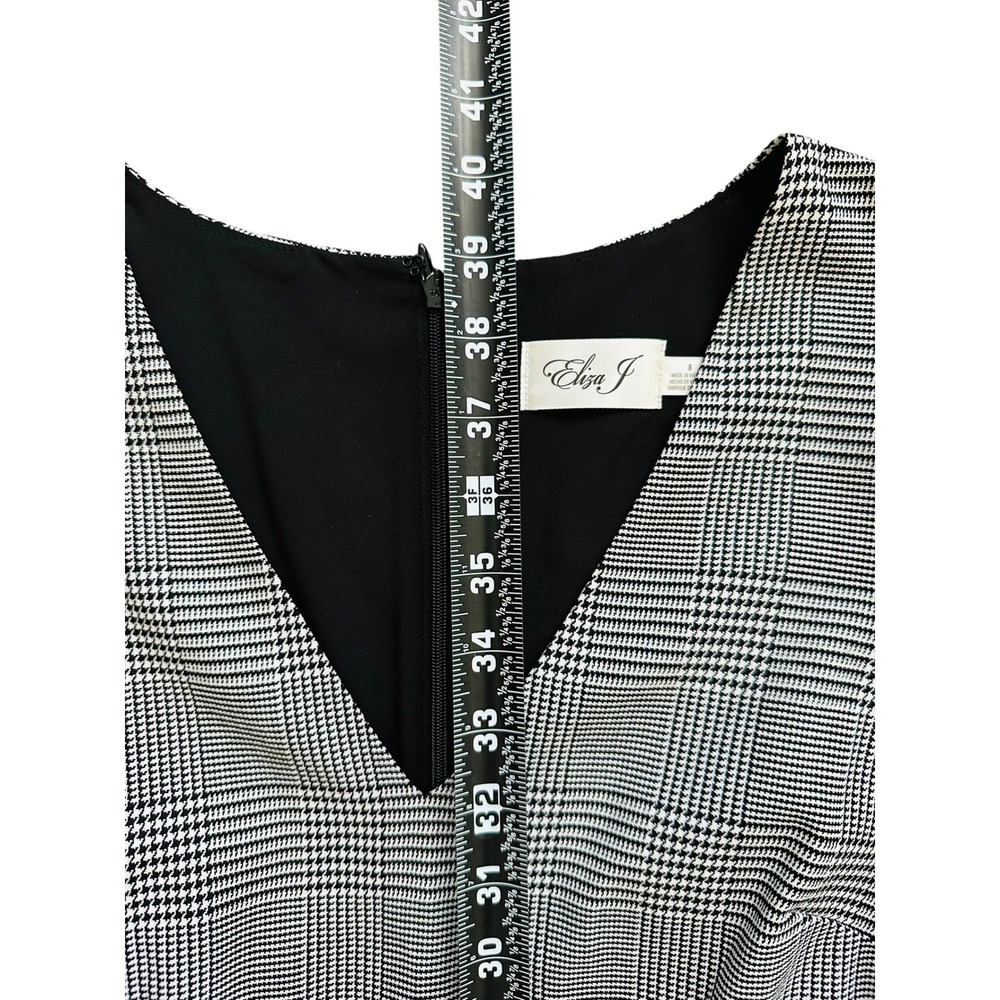 Preppy Eliza J Glen Plaid Ruffle Sleeve Sheath Dress 8 Career Belted Workwear - Picture 5 of 6